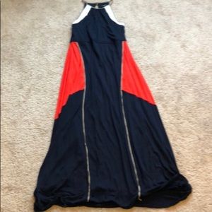 Ann Taylor Maxi Dress Color Block Red/White/Blue